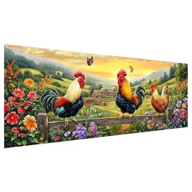 Imagem de Zariocy Kits de arte de diamante grande 5D para adultos galo, DIY pintura de diamante arte animais redondo broca completa diamante bordado pinturas artísticas artesanato para decoração de parede de