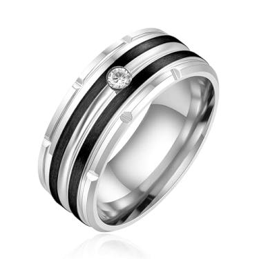 Imagem de Vivaday Anel minimalista de zircônia cúbica para casais | Anéis personalizados e elegantes de boa sorte | Joias modernas | Ideal para o Dia dos Namorados/Aniversário/Natal Y4036, Medium, Metal