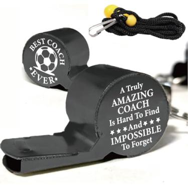 Imagem de CREATCABIN Apito de futebol americano Best Instructors Whistle preto metal aço inoxidável esportes alto som claro equipamento de árbitro professor com cordão para treinamento de futebol oficial ao ar