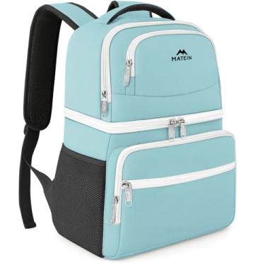 Imagem de MATEIN Mochila térmica feminina, 26 latas com isolamento térmico, bolsa térmica de camada dupla, lancheira macia à prova de vazamento, com compartimento térmico, presentes de cerveja para viagem