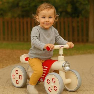 Imagem de Mini Bike Infantil de Equilíbrio 4 Rodas Com Farol – Bicicleta sem Pedal – Segurança e Diversão para os Pequenos (Vermelho)