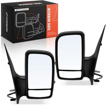 Imagem de A-Premium Par (2) retrovisor manual do lado do motorista e do passageiro - compatível com Dodge Sprinter 2500 2007 2008 2009 - retrovisor externo preto dobrável manual não aquecido com luz de seta