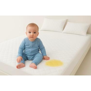 Imagem de Protetor de Colchão Impermeável, Matelado, Antialérgico, Antiácaro, Resistente a Líquidos, Toque Macio (Casal)