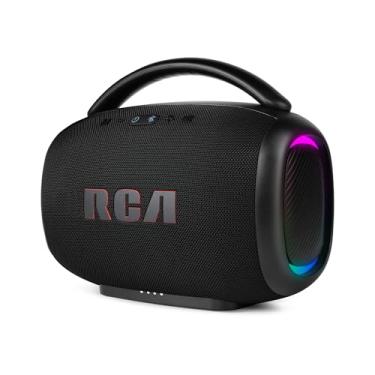 Imagem de RCA RS-FR213 – Caixa de Som Bluetooth Portátil 120W com Luz LED 4 Modos Ritmo Música, USB, AUX, Rádio FM, Bateria 8h, Alça Portátil, Som Potente para Festa, Casa e Ao Ar Livre