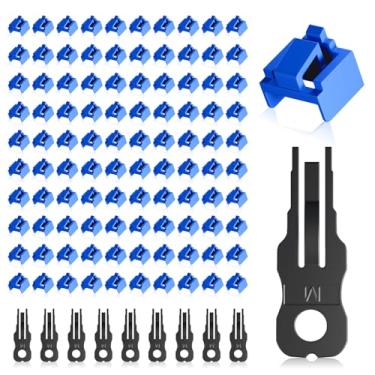 Imagem de NataLink 100 peças de bloqueio de porta RJ45 com 10 chaves, bloqueio de porta RJ45/bloqueador de poeira, tampa de proteção contra poeira RJ45, plugues de porta fêmea, dispositivos compatíveis com