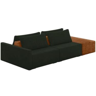 Imagem de Sofá Ilha Modular Para Sala 252cm Com Puff Dublin K01 Veludo Verde Sin