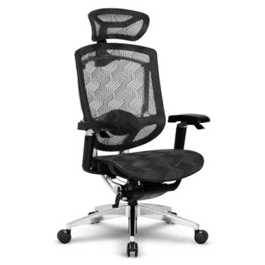 Imagem de Cadeira Escritório Ergonomica DT3 Iryna em Mesh DT3 Vintex-I™,apoio de cabeça 3D,braços 5D(com alavancas para controle de altura e reclino),suporta até 165kg e altura máx. de 1,90m (Cement)