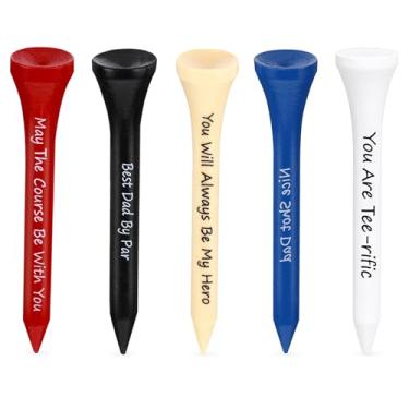 Imagem de Sumind 60 peças de presentes de golfe de Natal para papai, camisetas de golfe de madeira a granel com frases engraçadas, dia de ação de graças, para pai avô avô (multicolorido, 2-1/8 polegadas)