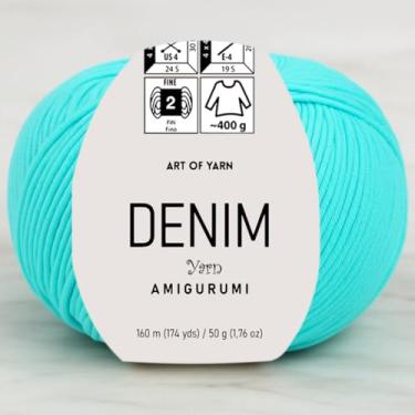 Imagem de Jeans Amigurumi Fio Arte 55% Algodão 45% Poliacrílico 50 g 174 m Macio Suave Esporte Fino (2) para Crochê, Tricô, Cobertores de Tricô, Roupas de Bebê Mais Cores (Turquesa Pálida, Pacote 1)