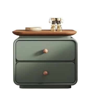 Imagem de Mesa de cabeceira verde com bandeja, armazenamento de cabeceira, quarto, gaveta dupla, armário de armazenamento, mesa de cabeceira (grande)