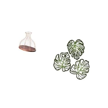 Imagem de Fenteer Elegante Coletor de Cortiça Multiuso E Folhas de Palmeira, Decoração de Parede de Madeira, Presente Moderno E Exclusivo, Vaso Prático, Ornamento Criat