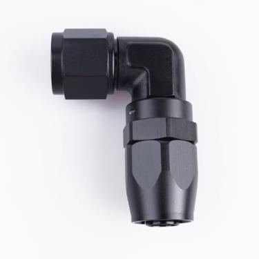 Imagem de AC PERFORMANCE Cotovelo giratório preto 90 graus alumínio perfil baixo forjado fêmea -16 AN 1-5/16 x 12 rosca para AN16 adaptador de encaixe de extremidade de mangueira para linha trançada