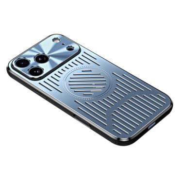 Imagem de FWYANZH Capa para iPhone 17 Pro Max/17 Pro/Air/17, capa de telefone com proteção total de lente fina PC resfriamento oco traseiro revestimento de radiação de calor, azul, ar