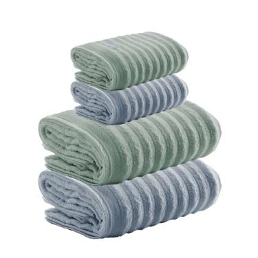 Imagem de Jogo de Toalhas Aura 4 Peças 100% Algodão, Fio Penteado, Banho/Rosto, Alta Absorção e Maciez, Gramatura 520g/m² e 500g/m², Design Sofisticado e Durável, Ideal para Casa – Altihaus (Verde Água/Azul)