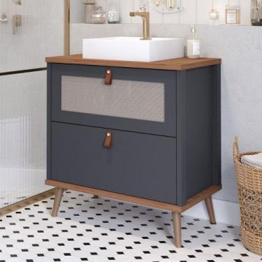 Imagem de Armário de Banheiro Veneto 60 Cm 1 Porta e 1 Gaveta 100% Mdf Titanium/