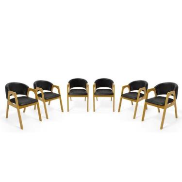 Imagem de Kit Com 6 Cadeiras Agatha Madeira Maciça Estofada Para Mesa De jantar 