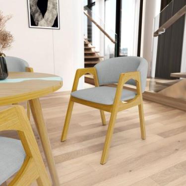 Imagem de Cadeira Agatha Madeira Maciça Estofada Para Mesa De jantar - Mais Lar 