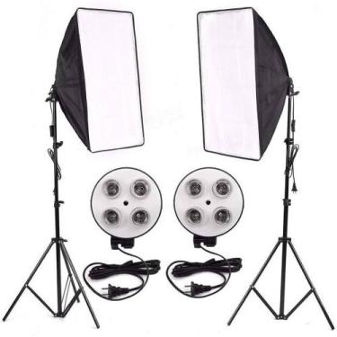 Imagem de Kit 2 Soft Box Soquete E27 Quadruplo 50 X 70 + 2 Tripés 2m - Lucas Cel