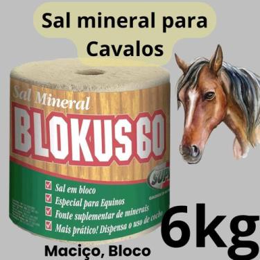 Imagem de Cavalo Blokus 60 Sal Mineral em Bloco 6kg Supra  Sal maciço  Potencial