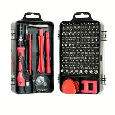 Imagem de Conjunto de chaves de fenda de precisão 115 em 1, kit de ferramentas de reparo profissional com cabeça chata e várias pontas para eletrônicos, telefone, relógio, manutenção automotiva - cabo magnético