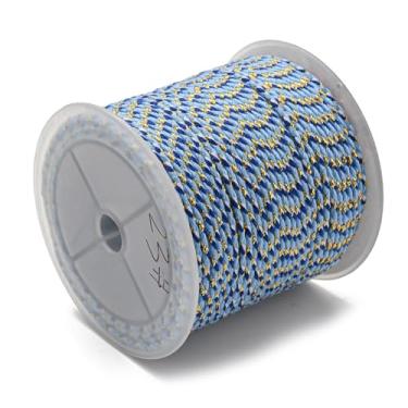 Imagem de Cordão de algodão trançado de 21,5 metros de 1,5 mm, étnico, boêmio, colorido, metálico, miçangas, barbante de corda para artesanato, pulseira de amizade, joias, pendurar na parede, nó azul marinho