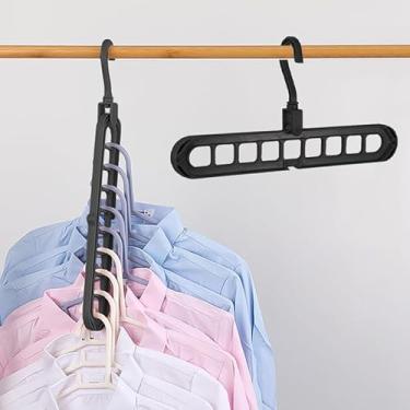 Imagem de 1 pacote com cabides que economizam espaço, organizadores e armazenamento de armário, cabide de plástico resistente para camisa, suéter, empilhador, suporte dobrável, dormitório universitário