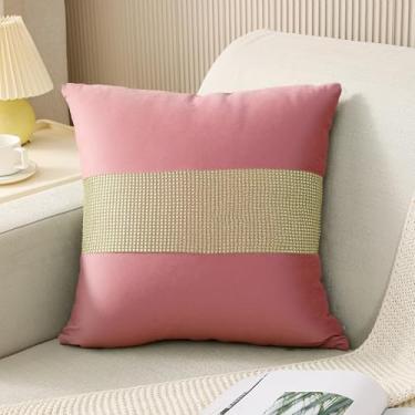 Imagem de Fronha decorativa de diamante dourado de alta qualidade com padrão geométrico para sofá, sofá, quarto, hotel (refeição de couro)