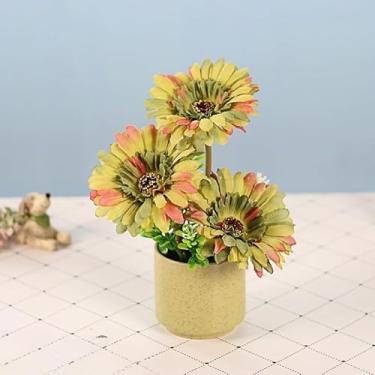 Imagem de 23 cm, ramo de flores artificiais, gerbera, ramo de girassol, decoração de jardim, casamento, Natal, festival, artigos de festa, decoração de casa (verde)