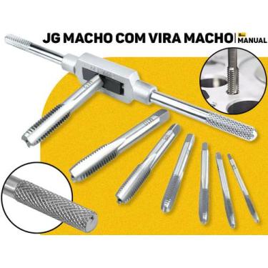 Imagem de Jogo De Machos C/ Vira Macho 8 Peças Eda M3 A M12 Kit Completo P/ Rosc