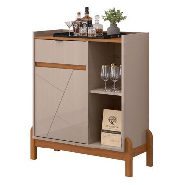 Imagem de Aparador Bar Bari 1 Porta E 1 Gaveta Off White-cedro - Casa D Off White-cedro