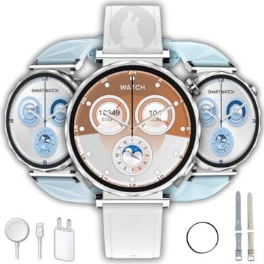 Imagem de Relógio Smartwatch Feminino Microwear GT5 Mini 2026 Tela 41, GPS, 2 Pulseiras, Bluetooth, IP68 (Prata)