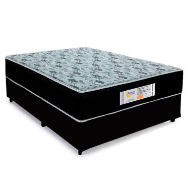 Imagem de Cama Box Casal Sintético + Colchão Molas Ensacadas Sereneprime Sonnolux 138cm Preto - Suporta Até 110kg Por Pessoa