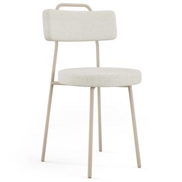 Imagem de Cadeira Decorativa Estofada Para Sala De Jantar Barcelona Arena L02 Linho Champagne - Lyam