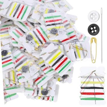 Imagem de 100 conjuntos de kit de costura individual para viagem, mini kit de costura para reparo básico de costura, kits de agulha e linha para dia de casamento de emergência, kits compactos de costura