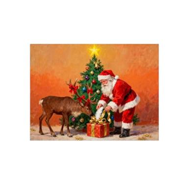 Imagem de Natal Pintura arte parede em tela-Presente Árvore Veado Homem-Decoração Moderna Imagem-Impressões Sala de Estar 60x80cm Sem Moldura