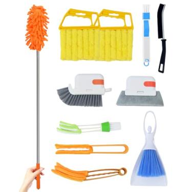 Imagem de CUVORINO Kit de ferramentas de limpeza de varal de 11 peças – Conjunto de escovas de limpeza de mini e persianas de janela, ferramentas de limpeza de ventilação e trilhos, esfregão de ranhura de