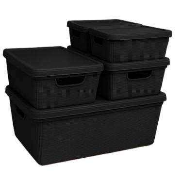 Imagem de Caixa Organizadora Com Tampa Grande Em Plástico(Preta)