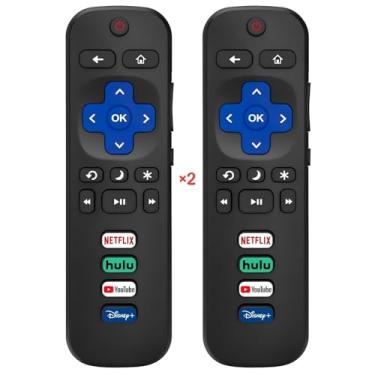 Imagem de 2 unidades de controle remoto universal R TV, compatível com TVs TCL/Onn/Hisense/Sharp/Philips/Westinghouse/Insignia/Element R, 1 ano de garantia