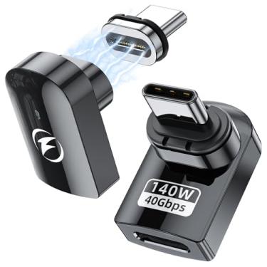 Imagem de DuHeSin Adaptador USB C Magnético, 2 Pacotes com 2 Unidades, 24 Pinos, Carregamento PD 140W, USB4 40Gbps, 8K 60Hz, Thunderbolt 3/4, MacBook Pro/Air, Switch e Mais Dispositivos Tipo C