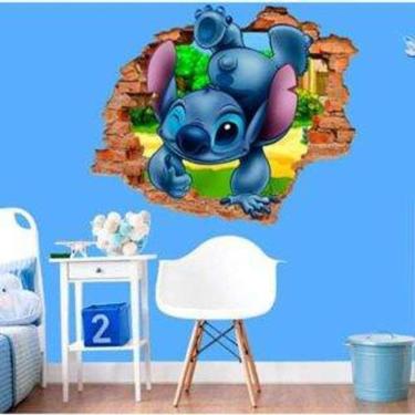 Imagem de Adesivo De Parede Buraco 3D Infantil Stitch