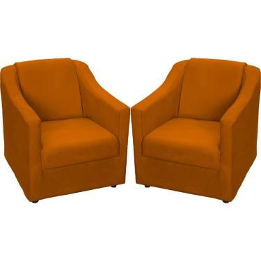 Imagem de Kit 2 Poltronas Mila Pé De Plástico Cromado - Terracota Suede