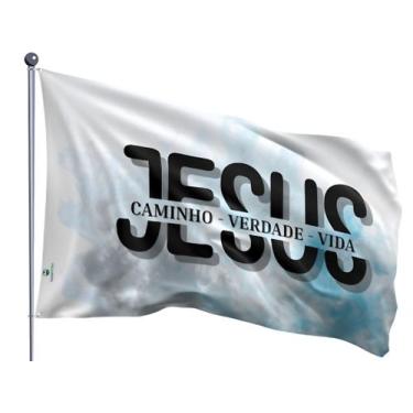 Imagem de Bandeira Jesus Caminho Verdade Vida 90x128cm Dupla Face Estampada - Pá
