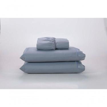 Imagem de Jogo Lençol 400 Fios Ponto Palito Cama King 3pçs Poliéster - Cinza.