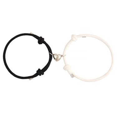 Imagem de YUQCUZEU 2 pulseiras de casal em forma de coração combinando corrente corda pulseira de amizade presente para namorado namorada mulheres homens, corda, Liga metálica.