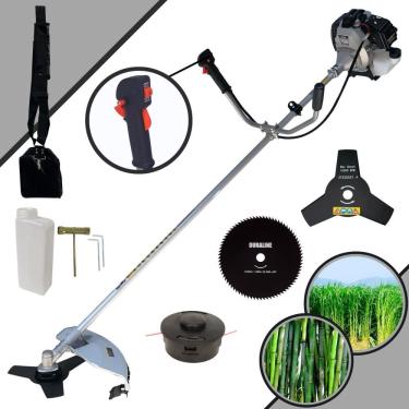 Imagem de Roçadeira Profissional Toyama TBC43H 2 Tempos 43cc 1,7HP de Potência Cortador de Grama Com Cabeçote de Nylon + Lâmina 3 Pontas + Lâmina 80 Dentes
