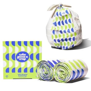Imagem de Who Gives a Crap Sacos de lixo altos de cozinha 100% reciclados, 40 unidades, 33 litros, sacos de lixo sustentáveis para cozinha ou latas de lixo grandes, projetados para ajudar a resistir a
