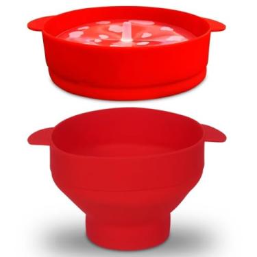 Imagem de Pipoqueira de Microondas，Pipoqueira de Silicone Vermelha Pipoca Saudável sem oleo