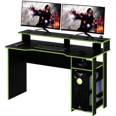 Imagem de Mesa Para Computador Gamer Espaço Para 2 Monitores E Cpu Preto/verde