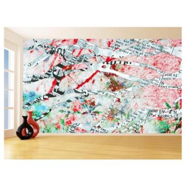 Imagem de Papel De Parede 3D Arte Recortes Jornal Colorido 3,5M Tra34 - Você Dec