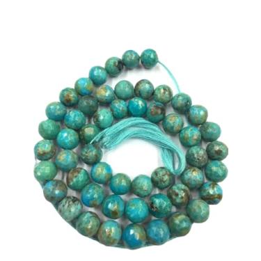 Imagem de Lady Works Fio de pedra natural turquesa Arizona de 33 cm, contas facetadas redondas de 8 mm para fazer joias DIY | Beads_01933